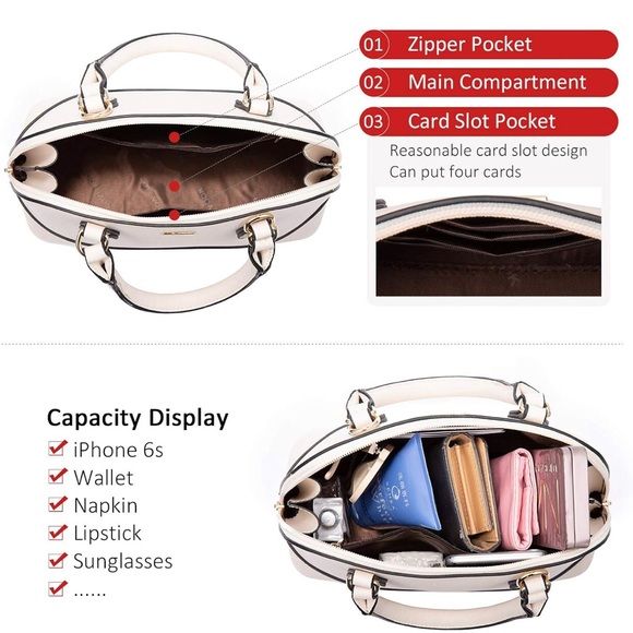 LOVENOOK Cream Purse Women’s Small Crossbody Bag Double Zip Gold Accents - Picture 7 of 17